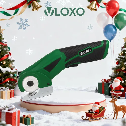 Miniatura 9 de VLOXO Tijeras eléctricas inalámbricas, cortador de cartón recargable de 4 V con bloqueo de seguridad y luz LED, potente cortador de tela