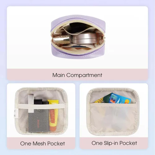 Miniatura 2 de Wandering Nature Pequeña bolsa de maquillaje para bolso, bolsa de cosméticos con cremallera para mujer, bolsa de viaje de cuero vegano ecológico