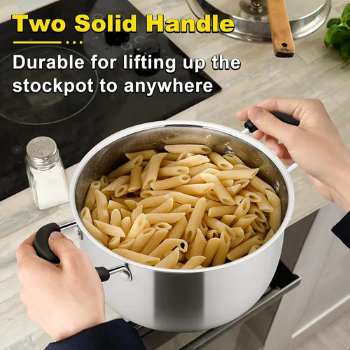 Miniatura 5 de E-far Olla de 3 cuartos de galón, olla de sopa de metal de acero inoxidable con tapa de vidrio para cocinar, saludable y libre de óxido, resistente