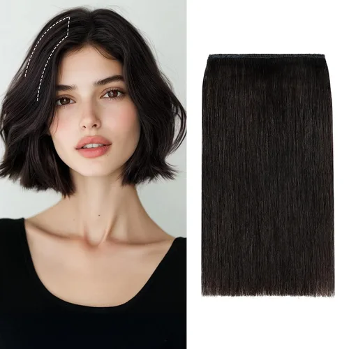 S-noilite Extensiones de cabello humano corto con clip, 2 clips, balayage, extensiones de cabello con clip, para mujer, volumen de 0.43 oz, 8
