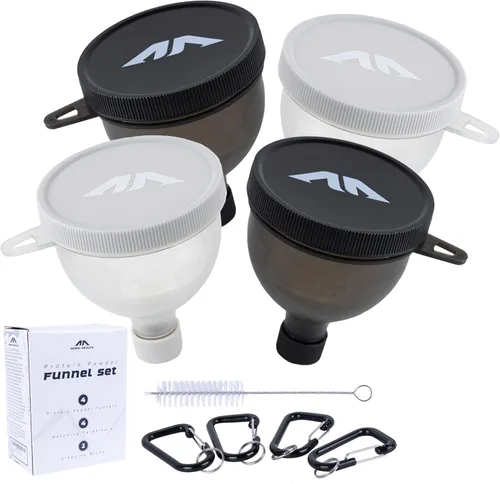 Juego de Embudo para Proteína en Polvo - Elegante Embudo para Botella de Agua para Suplemento en Polvo con Cepillo de Limpieza y Mosquetones -