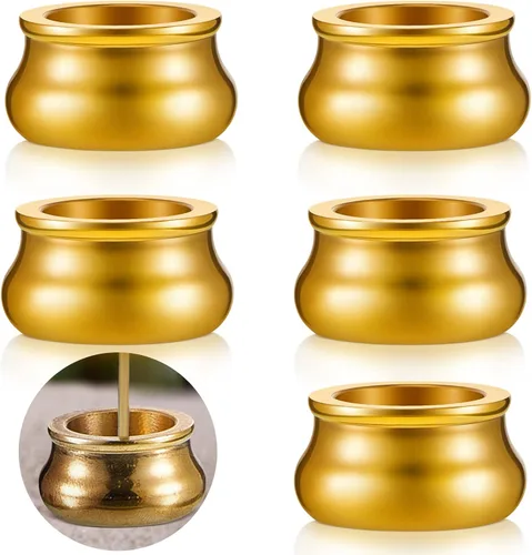 Suclain 6 piezas de soporte para quemador de incienso, mini quemador de incienso, soporte de latón para palitos de metal dorado para meditación,