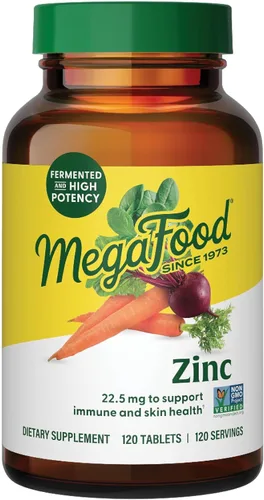 Suplementos de zinc MegaFood para mujeres y hombres - Suplemento vegano de apoyo inmunológico con 22.5 mg de zinc fermentado de alta potencia en