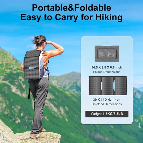 Miniatura 3 de Cargadores de paneles solares portátiles de 45 W con salidas USB-C, USB-A y CC, panel solar impermeable IP67 plegable para camping, emergencia