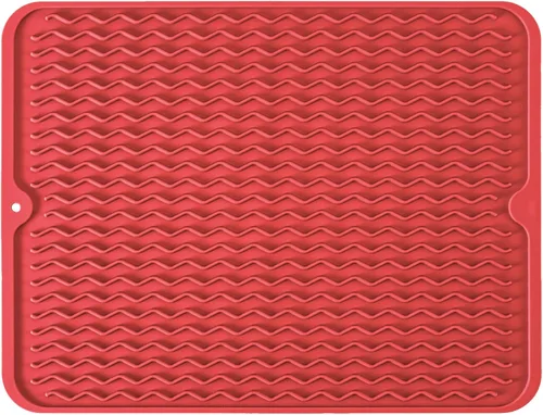 Tapete de silicona para secar platos, antideslizante, fácil de limpiar, tapete grande para escurrir platos resistente al calor para encimera de