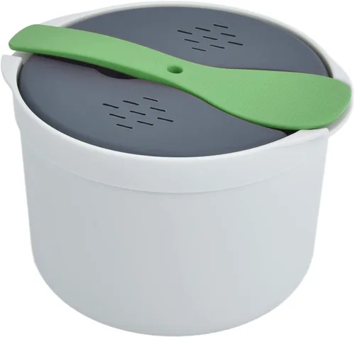Miniatura 9 de Olla de arroz para microondas, material PP de grado alimenticio, olla de 6 tazas, 2 L, vaporera multifuncional con tapa de cuchara de arroz, colador