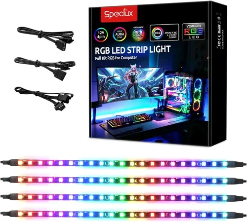 Tira LED magnética NEON direccionable RGB para PC, tira ARGB de silicona difusa flexible de 4 x 13.7 pulgadas para cabezal LED de 5 V y 3 pines,