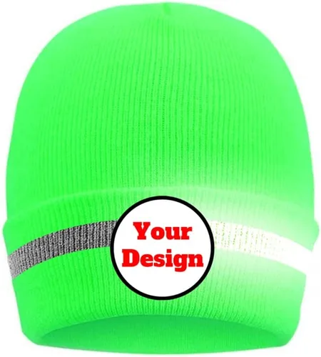 Miniatura 18 de Hi Vis - Gorro de seguridad para personalizar tu logotipo, gorro de punto de invierno con tiras reflectantes unisex