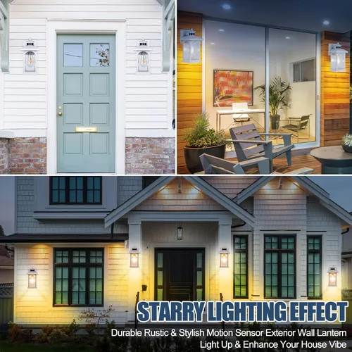 Miniatura 7 de Aplique de pared con sensor de movimiento para exteriores, iluminación blanca con sensor de movimiento del atardecer al amanecer, luces de pared