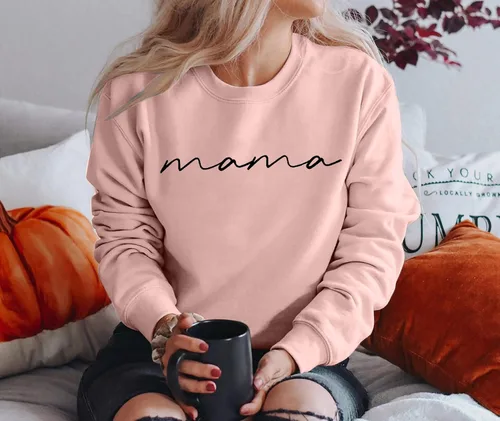 Miniatura 2 de Sudadera de cuello redondo para mujer, con estampado de letras, manga larga, holgada, a la moda