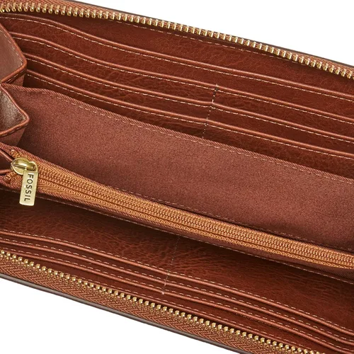 Miniatura 5 de Fossil Logan RFID - Cartera de piel con cierre para mujer con correa de muñeca