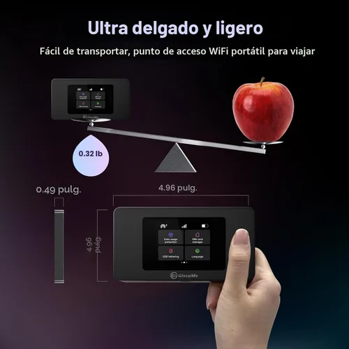 Miniatura 8 de GlocalMe DuoTurbo 4G LTE Hotspot WiFi portátil para viajes en más de 200 países, dispositivo de punto de acceso móvil con datos globales de 1.1GB