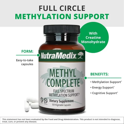 Miniatura 4 de NutraMedix Methyl Complete - Cápsulas completas de metilación y apoyo energético - Vitamina B2, B6, B12 y folato - con monohidrato de creatina