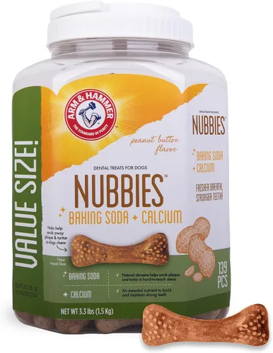Miniatura 14 de Arm & Hammer for Pets Nubbies Golosinas Dentales Bicarbonato de sodio Calcio Nubbed Texture Scrubs Placa Tartar Sabor Pollo Refresca el Aliento