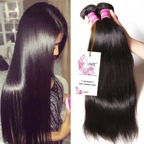 Miniatura 14 de Cabello 7 a malayo liso, 4 paquetes sin procesar, vírgenes, extensiones de pelo, cabello humano con longitudes mixtas, 100% cabello humano
