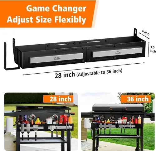 Miniatura 2 de Organizador frontal de plancha para planchas Blackstone de 28"/36", organizador de accesorios de plancha de gran capacidad para Blackstone