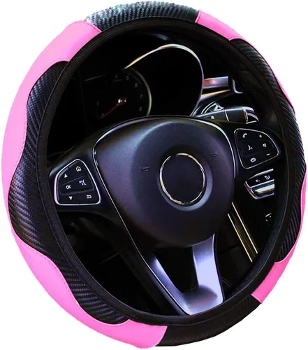 Miniatura 11 de Funda de cuero de fibra de carbono ultra fina para volante, antideslizante y protección solar que protege el volante, fácil de instalar, universal
