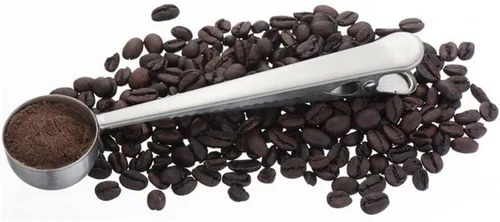 Miniatura 7 de Paquete de 4 pinzas para café, cuchara medidora de café de mango largo de 6 3/4 pulgadas, cuchara medidora de café de 0.5 fl oz con clip para bolsa