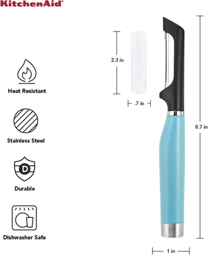Miniatura 2 de KitchenAid Gourmet Euro Peeler, 8.7 pulgadas, Aqua Sky aguamarina (Aqua Sky)