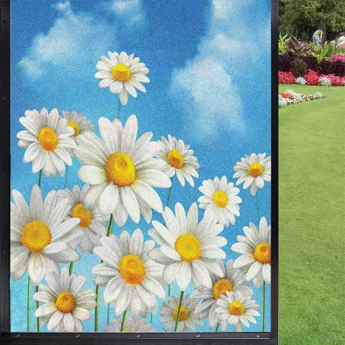 Miniatura 11 de Película de vidrio esmerilado de pino para ventana, bosque de coníferas silvestres en la mañana, siluetas de árbol de niebla para decoración
