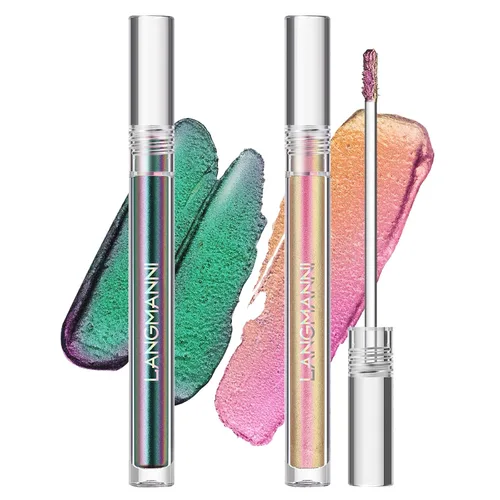 Miniatura 12 de Sombra de ojos de camaleón líquida metálica, aspecto de ojos multidimensional, maquillaje holográfico de larga duración con purpurina multicolor