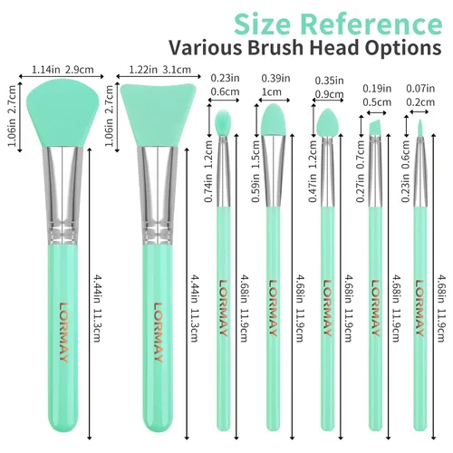Miniatura 7 de LORMAY Juego de cepillos de silicona de 7 piezas para manualidades y maquillaje de resina UV, color verde Para manualidades de resina epoxi UV