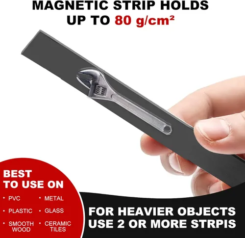 Miniatura 4 de Cinta magnética, rollo de tiras de cinta magnética flexible (1/2 pulgadas de ancho x 18 pies de largo) con fuerte respaldo adhesivo 3M, perfecto
