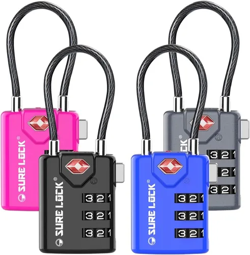 Miniatura 9 de Candados para equipaje, para viajes, compatibles con TSA, con indicador de inspección y diales de lectura fácil. Paquete de 1, 2 o 4 unidades.