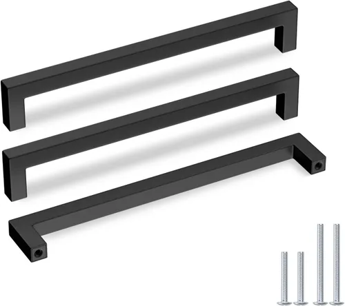 Miniatura 12 de Goldenwarm 1 paquete de tiradores de gabinete negros de 3 pulgadas, tiradores de cajón para gabinete de cocina, manijas negras para cómoda, acero