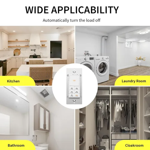 Miniatura 6 de Interruptor temporizador de cuenta regresiva Minoston para ventiladores y luces de baño, 5/10/30/60 minutos, 2/4 horas, interruptor temporizador