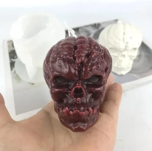Miniatura 4 de Molde de vela de calavera de calabaza para hacer velas, molde de silicona 3D para fundición de resina, bricolaje yeso, arcilla polimérica