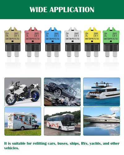 Miniatura 6 de LENKRAD Fusible reiniciable automotriz 5A, 10A, 15A, 20A, 25A, 30A, ATC, ATO, surtido de fusibles de reinicio manual para automóvil, disyuntor