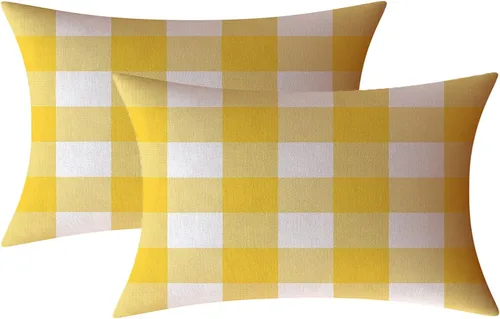 Miniatura 50 de Fundas de almohada decorativas rústicas de Aqua y blanco a cuadros estilo búfalo para sofá, funda de almohada para granja, decoración