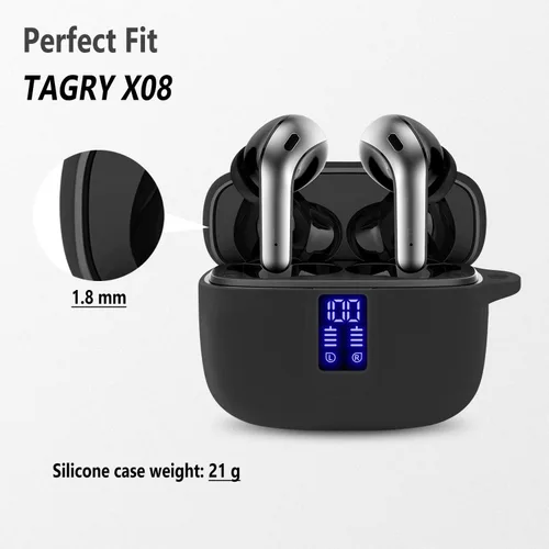 Miniatura 2 de Geiomoo Funda de silicona compatible con TAGRY X08, funda protectora con mosquetón (negro)