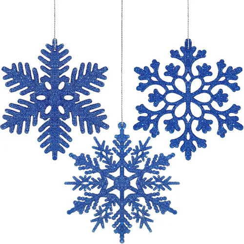 36 piezas de decoraciones navideñas de copos de nieve con purpurina, copos de nieve, adornos de Navidad, copos de nieve de plástico, decoraciones de