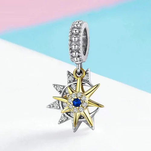 Miniatura 2 de Abalorio de plata de ley 925 con diseño de luna y estrella de cielo estrellado para pulseras Pandora