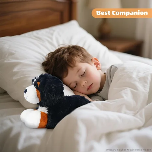 Miniatura 6 de SuzziPals Perro gran boyero suizo de peluche calefactable y enfriable, almohadilla térmica apta para microondas para calma y relajación, perro