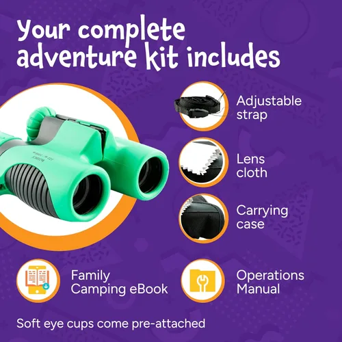 Miniatura 5 de Think Peak Green Binoculares de Juguete Científico para Niños de 3-12 Años - Aventura Compacta Real al Aire Libre y Explorador Educativo STEM