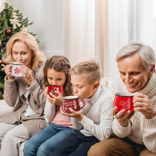 Miniatura 6 de Sawysine Juego de 6 tazas de café de Navidad, tazas de cerámica de 12 onzas, regalo de chocolate caliente para familiares, mamá, mujer, amiga, casa
