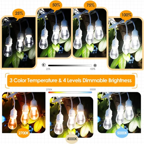 Miniatura 3 de Mlambert Luces de Cadena LED Regulables de 3 Colores para Exteriores con Controles Remotos, Enchufables 96 Pies (2x48 Pies) Luces LED Impermeables