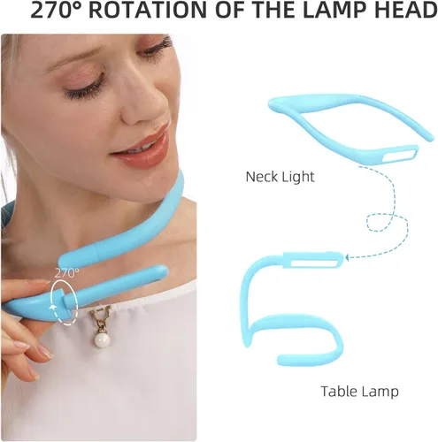 Miniatura 4 de Luz LED para el cuello con brillo ajustable, luces de libro para leer en la cama, 3 modos de color, diseño de brazo flexible para leer, reparar, Azul