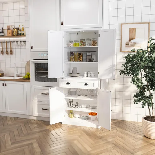 Miniatura 10 de ARTPOWER Armario de almacenamiento de despensa de cocina de 72 pulgadas de alto con cajón y estantes ajustables, armario de despensa para cocina