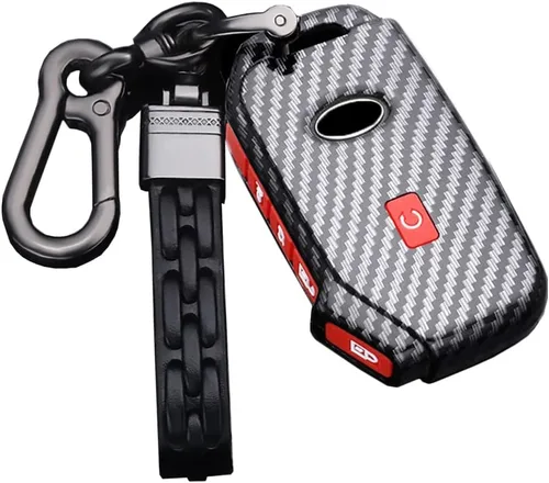 Miniatura 14 de SANRILY Funda de llave para Kia Telluride Remote Key Case Shell Holder con llavero, Negro