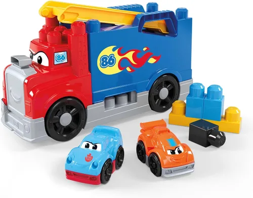 Miniatura 5 de MEGA BLOKS First Builders - Juego de bloques de construcción para niños pequeños, construye y corre con plataforma con 19 piezas, 2 autos
