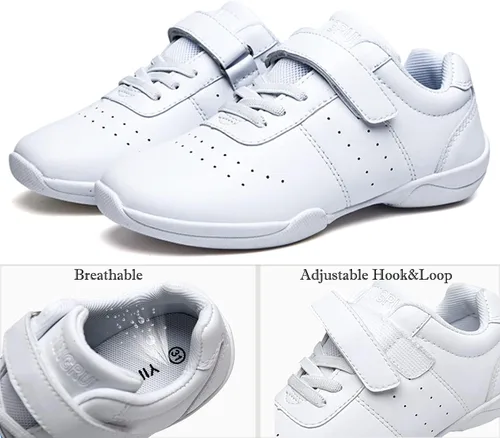 Miniatura 2 de VINIGIAGIA Zapatos de animación blancos para niños y niñas, para competición de porristas, atletismo, caminar, tenis, deportes, gancho y bucle