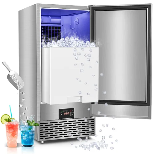 Miniatura 14 de Máquina comercial para hacer hielo en pepitas con contenedor de almacenamiento de 12 libras, 70 libras/24 horas de acero inoxidable debajo
