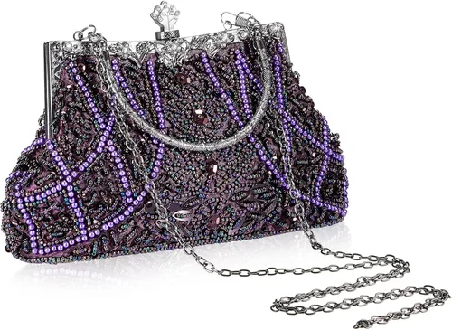 Miniatura 11 de Amylove Bolso de mano con cuentas estilo vintage de los años 1920, formal, accesorios para mujer, para eventos nocturnos, regalo para fiesta