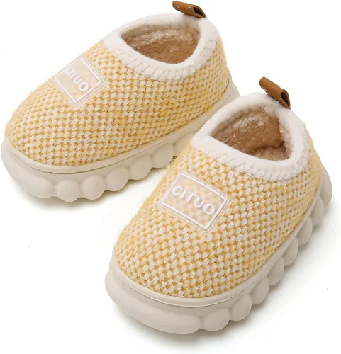 Miniatura 5 de WILLFUN Pantuflas de forro polar unisex para niños y niñas, zapatos cálidos de invierno para interiores y exteriores para niños pequeños