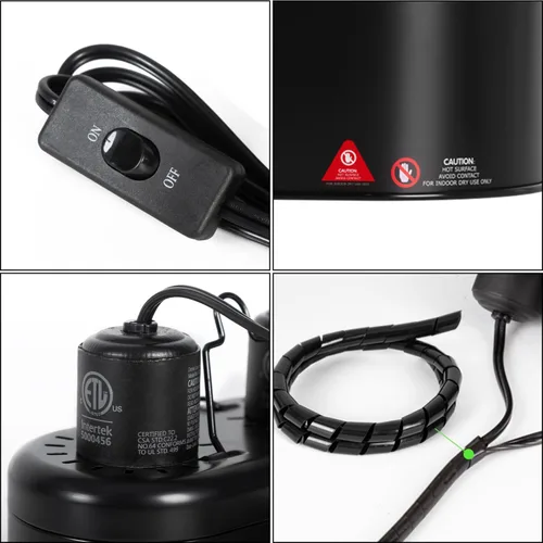 Miniatura 6 de Paquete combinado de lámpara de calor para reptiles, lámpara de reptil doble con lámpara de calor de reptiles UVA de 100 W y reptiles infrarrojos