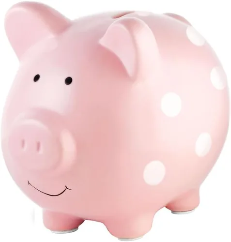 Miniatura 17 de Pearhead Alcancía Grande de Cerámica, Azul Claro, Ideal para Niños y Niñas, Ahorro de Dinero y Banco de Monedas, Decoración Perfecta para Cuarto